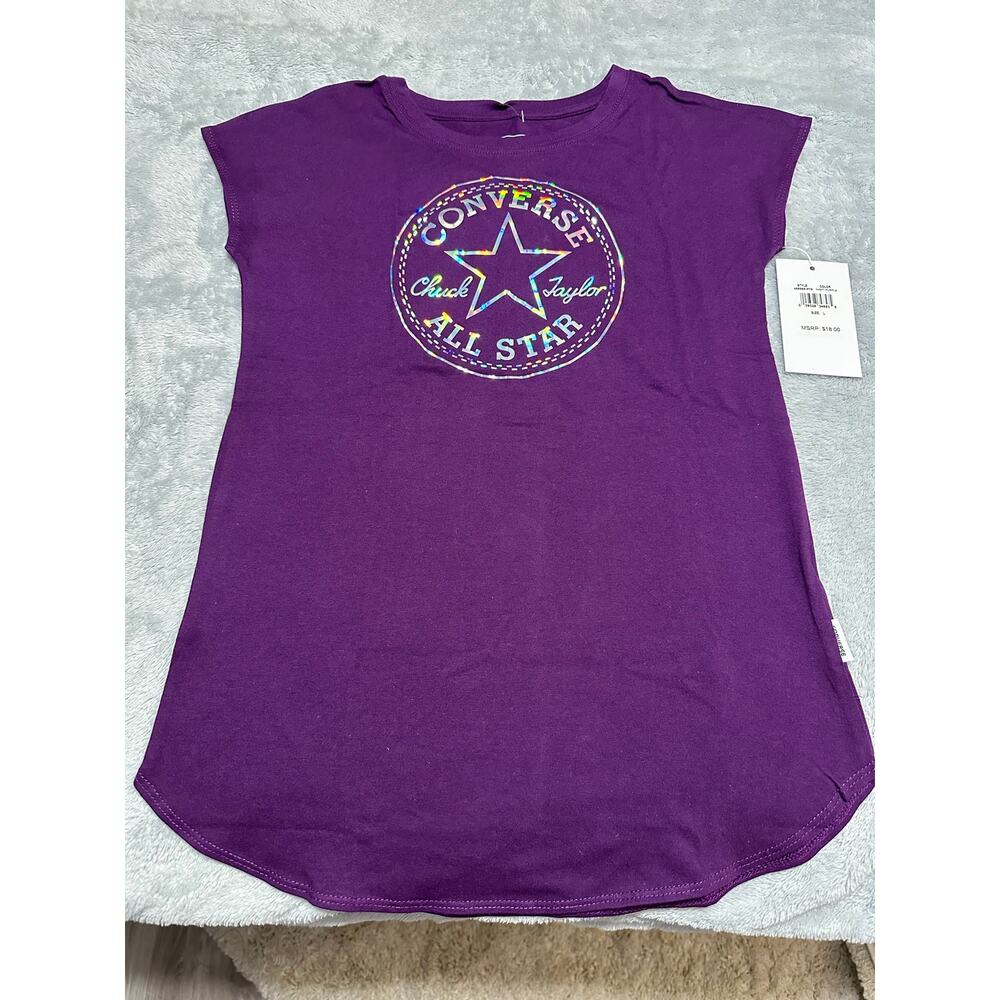 NEW Converse Purple/Holographic T-Shirt Size: Teen Large - Picture 3 of 5